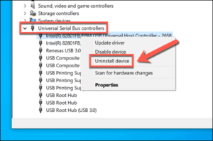 power surge on the usb port windows 10