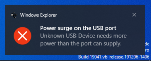 power surge on the usb port windows 10